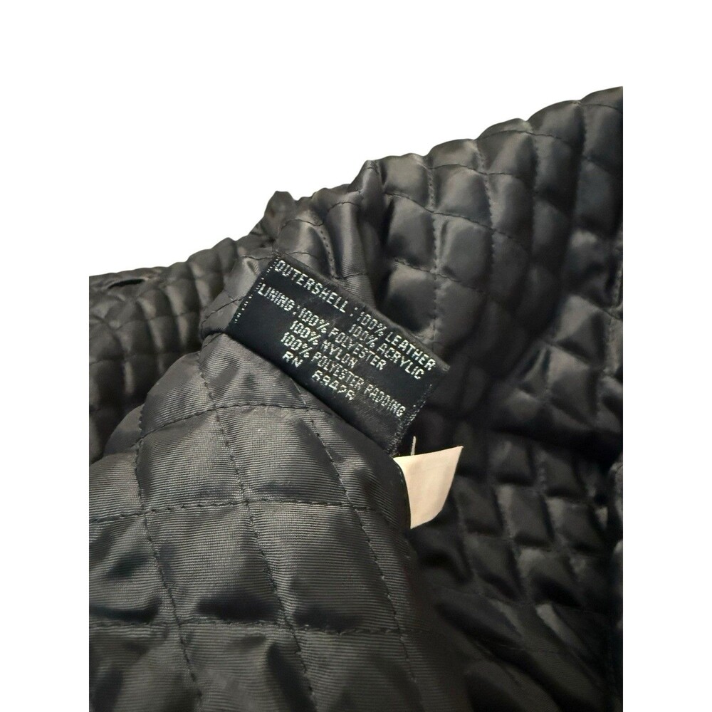 Vintage Wilsons Leather Maxima Black Leather Faux Fur Hood Toggle Coat M - Picture 12 of 16